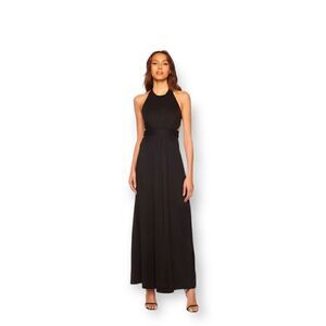 Susana Minaco High Neck Low Back Dress in Black